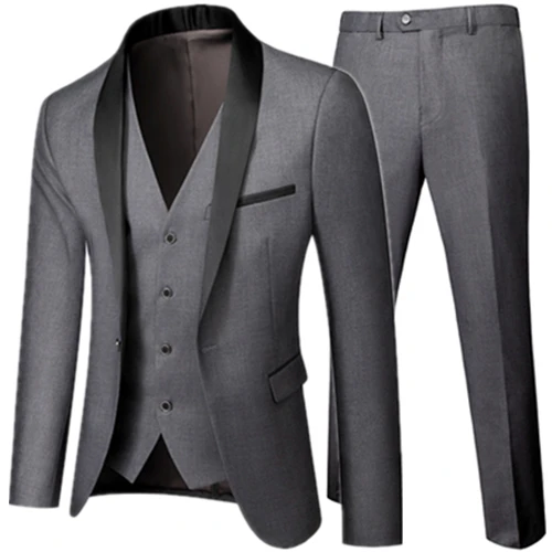 Black Men Autumn Wedding Party Three Pieces Set Large Size 5XL 6XL Male Blazer Coat Pants and Vest Fashion Slim Fit Suit