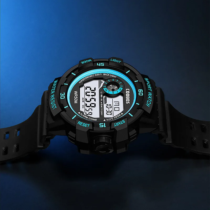 COOBOS Digital Watch Men Waterproof Electronic Fashion LED Watches Luminous Alarm Sports Man Militray Clock Gift Reloj Hombre