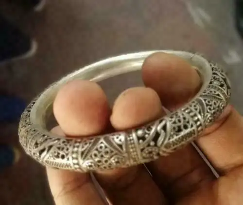 

AAA Rare Tibet silver carved DRAGON men's bracelet bangle