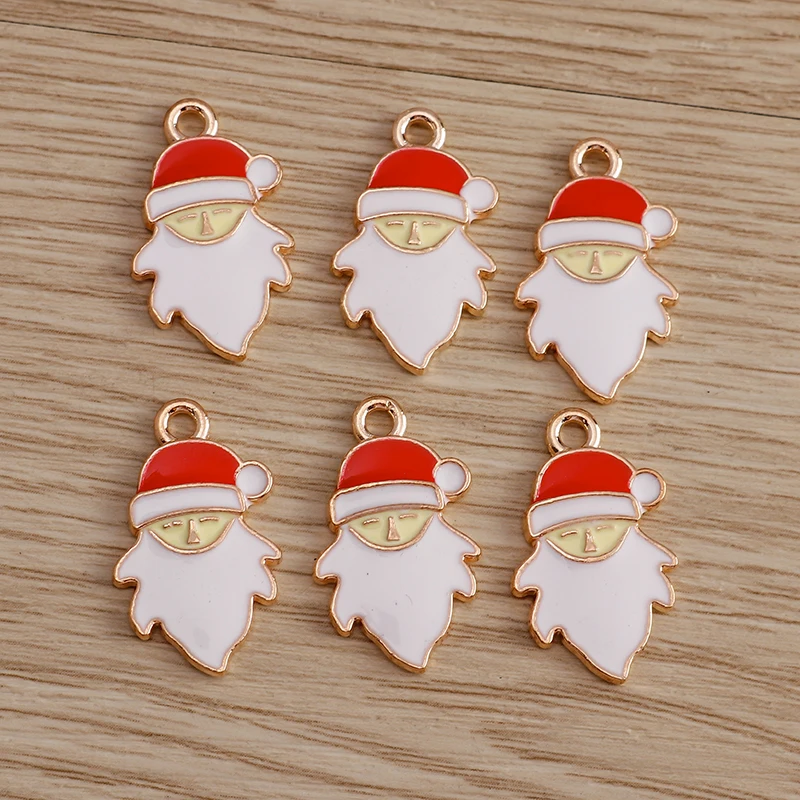 10 Stück Niedliche Weihnachtsanhänger aus Emaille: Weihnachtsmann, Handschuhe, Baum, Hirsch - Anhänger für Schmuckherstellung, Halsketten, Ohrringe, DIY-Geschenke – Detail 28