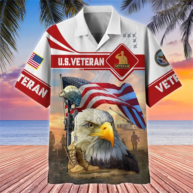 New Summer 3D Printing UNITED STATES soldiers veterans armys Shirts For Men Kids Fashion Cool Short Shirts Hawaiian Vintage Tops