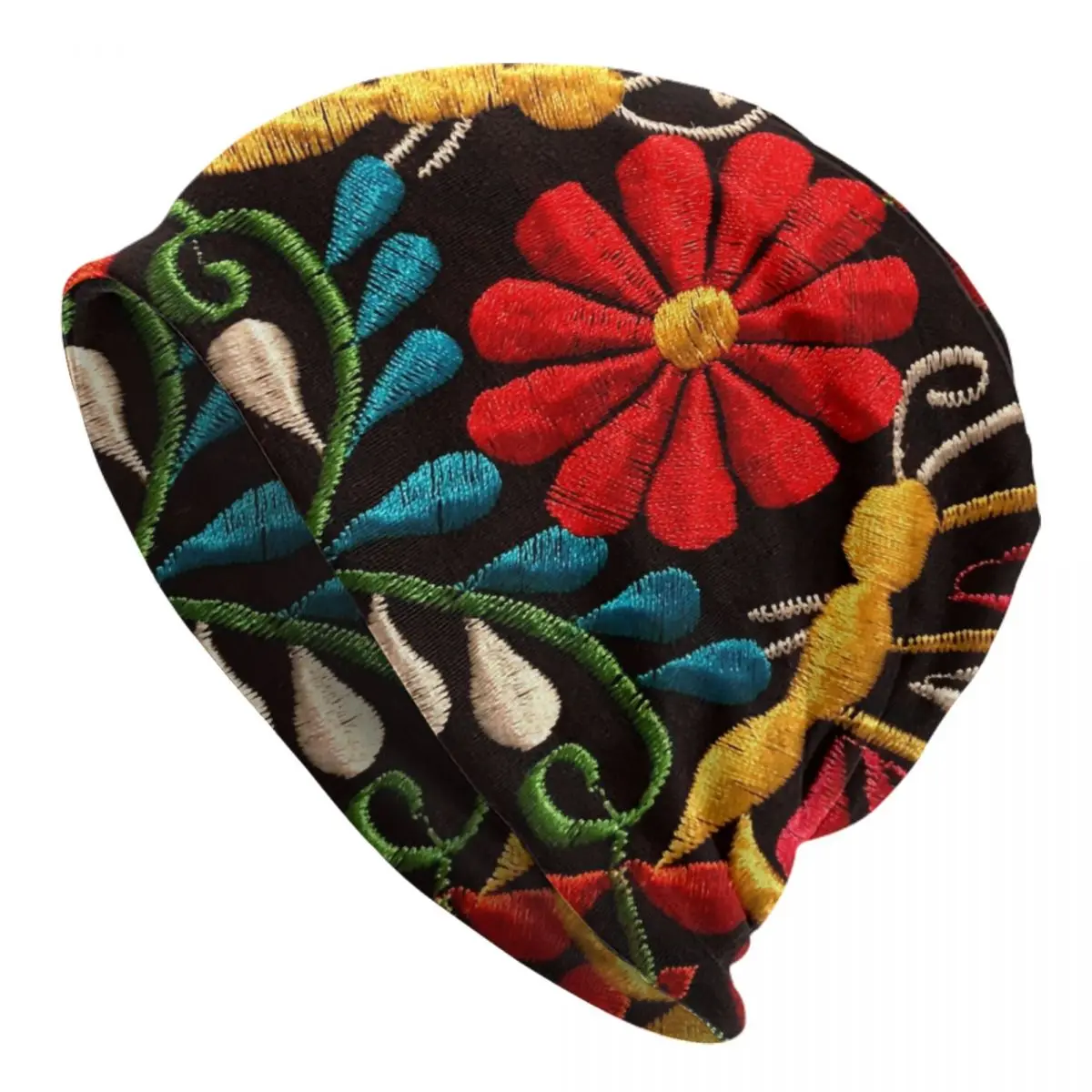 Mexican Butterflies And Flower Pattern Beanie Cap Unisex Winter Bonnet Knitting Hats Outdoor Otomi Art Skullies Beanies Caps