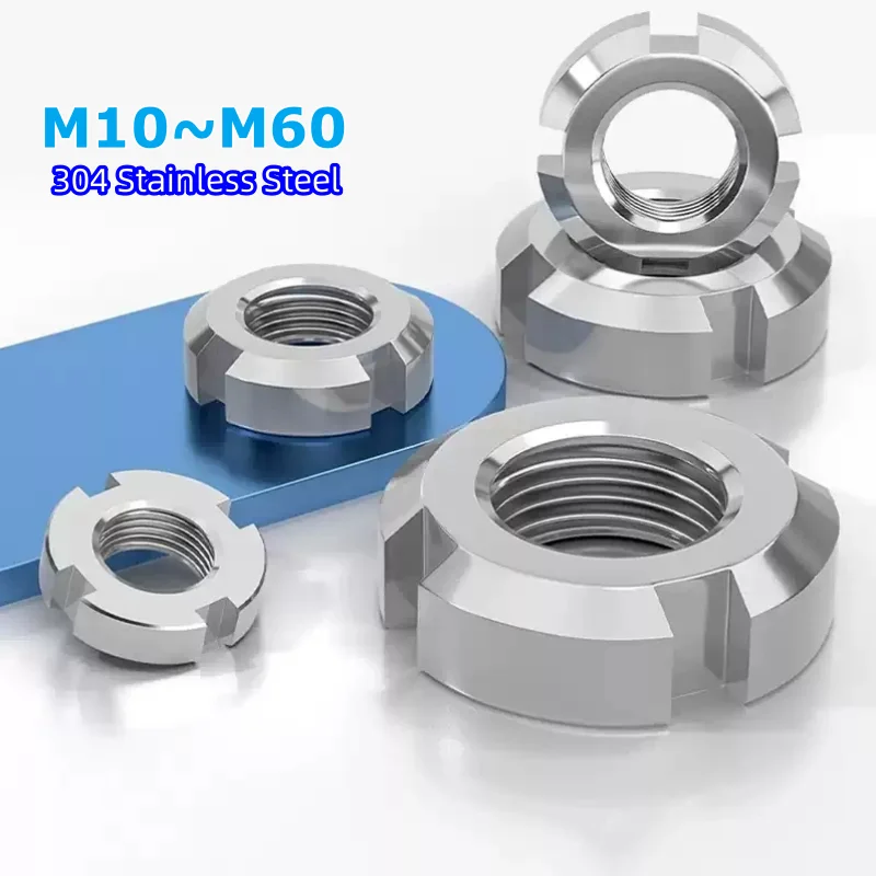 1 Stück 304 Edelstahl Rundmutter Schlitzmutter Haltemutter M10 bis M60 Lagersicherungsmutter GB812