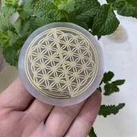 Natural Selenite Slice Slab White Gypsum 7 Chakras Flower of Life Charging Plate Yoga Meditation Fengshui Healing Crystals Stone 3