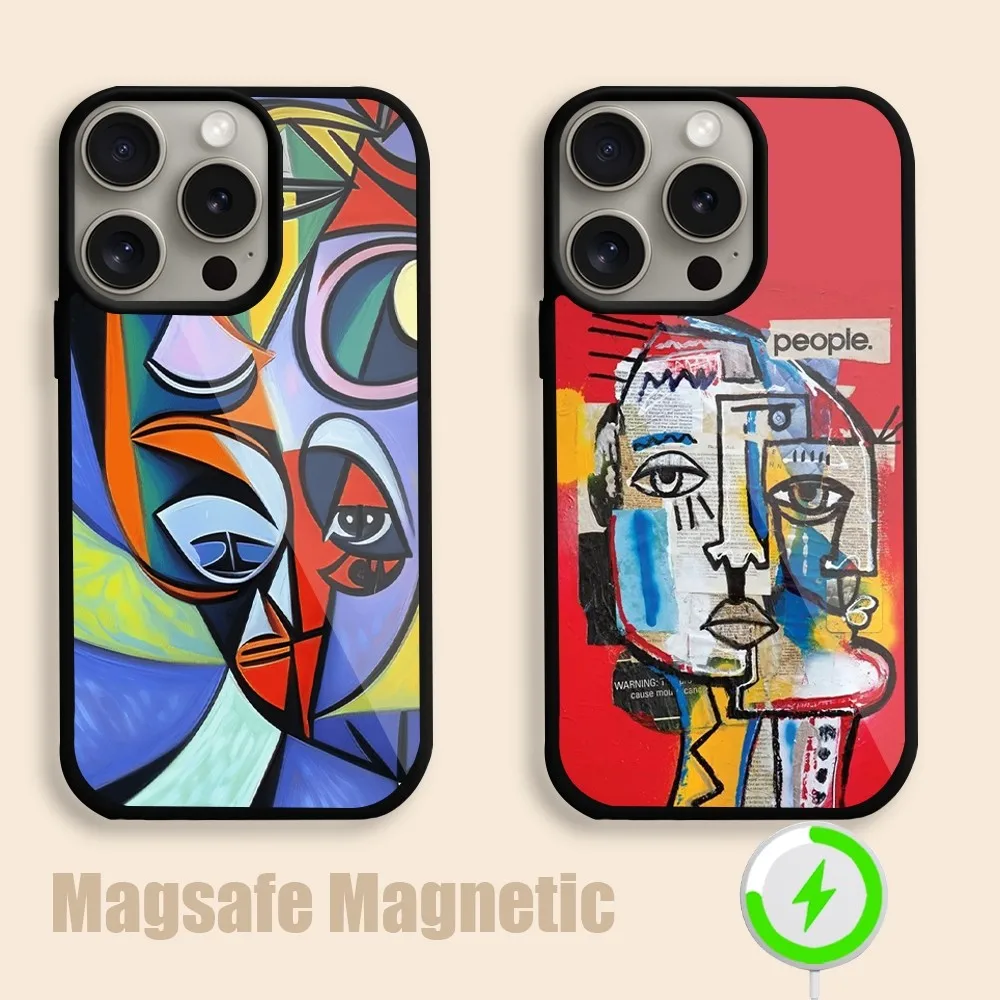 Picasso Abstract Art Painting  Phone Case For iPhone 15 14 13 12 11 Pro Max Plus Magsafe Magnetic Wireless Charging Cover