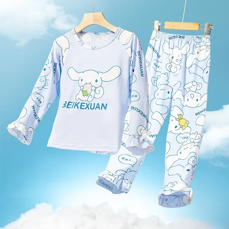 

Cinnamoroll Girls Pajama Sets Soft Breathable Print Girls Nightdress Suit Loose Cartoon Comfortable Gal Housewear Autumn Winter
