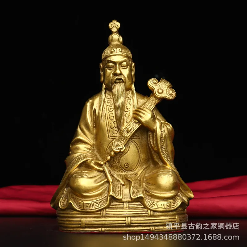 Copper Three Pure Ones Taoist Bronze Statue Brass Taishang Laojun Yuanshitianzun Decoration for Living Room Office Desktop