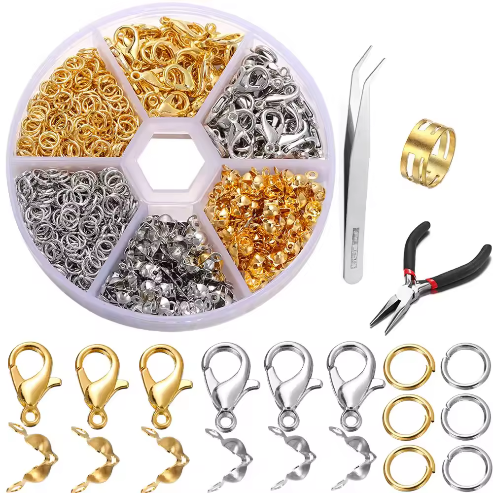 210-400 unids/caja Kits de fabricación de joyas cierre de langosta anillos abiertos extremo engarzadores caja de cuentas hecha a mano DIY pulsera collar hallazgos