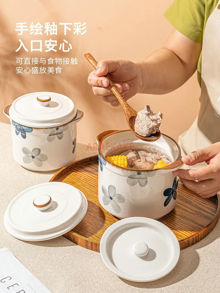 Stew cup, separated from water, stewed household ceramic with lid and double lid, bird\'s nest special soup cup, steamed egg bow