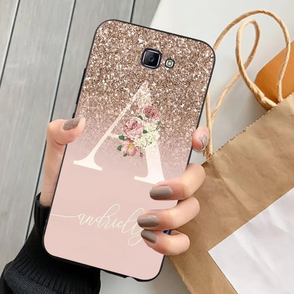 Letter Pink Shiny M R Clear Phone Case For Samsung J 7 Plus 7core J7 Neo J6 Plus Prime J6 J4 J5 Mobile Cover