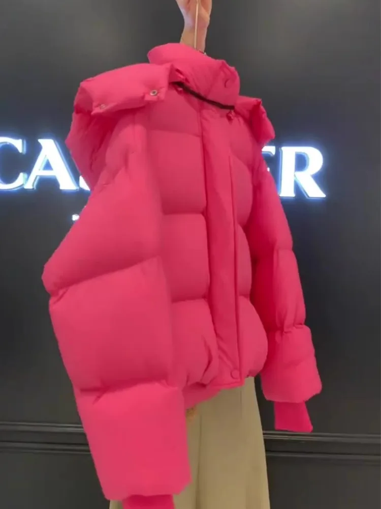 Sli ort Puffer Jaet Women's Fuchsia Pink 2025 New Winter Thi Outerwear Commute Sle Regular Fit White Du down