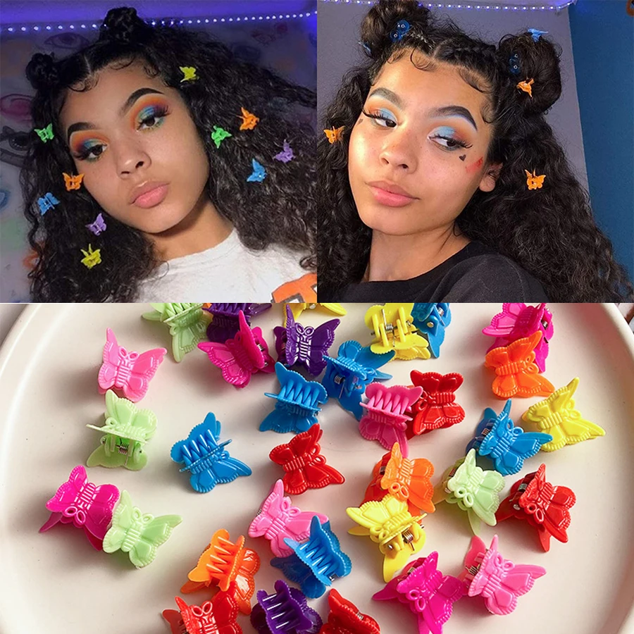 

10Pcs/Lot Candy Colorful Solid Butterfly Mini Hair Clip Claw Grip Barrettes Clamps Girls Hairpin Claw Clip Hair Accessories