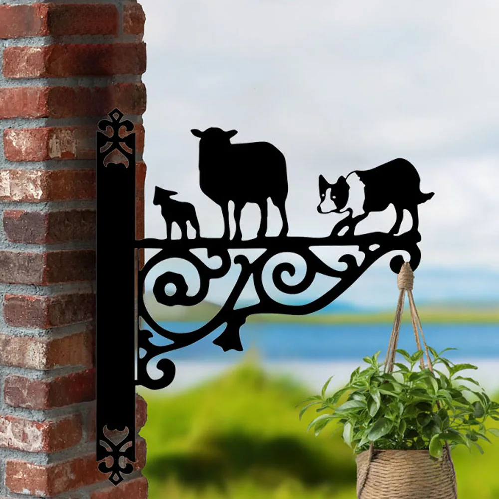 Collie Metal Wall Art Decor Door Hanging Frame Corner Iron Window Outdoor Garden Pet Shepherd Dog
