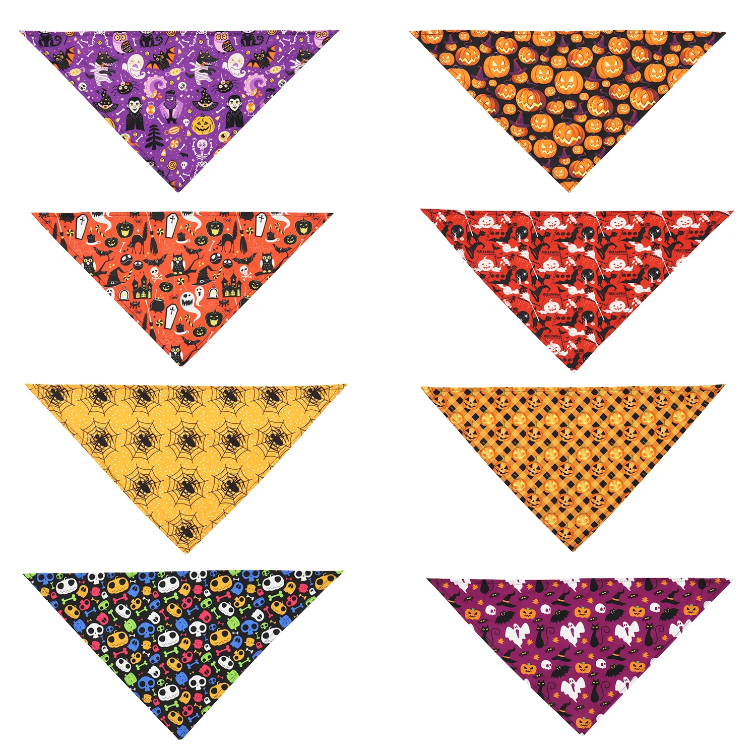 50/100PCS Halloween Dog Bandana Horrible Triangle Bandanas Festival Party Cat Dog Scarf Skull Spider Dog Accessories Bandanas