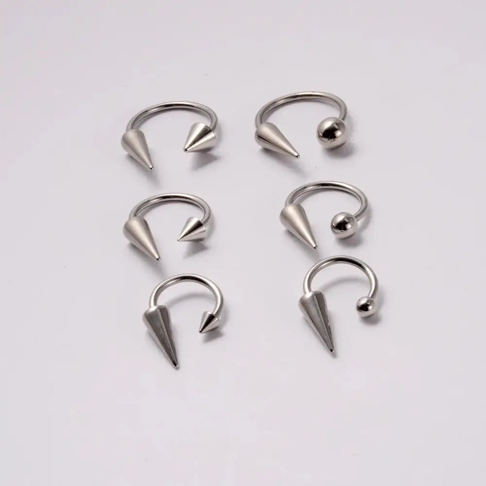 1PC Spike lèvres goujons Septum anneaux 16G acier chirurgical Piercing Vertical serpent morsure bijoux lèvres anneaux Labret pour femmes hommes 6/8/10mm