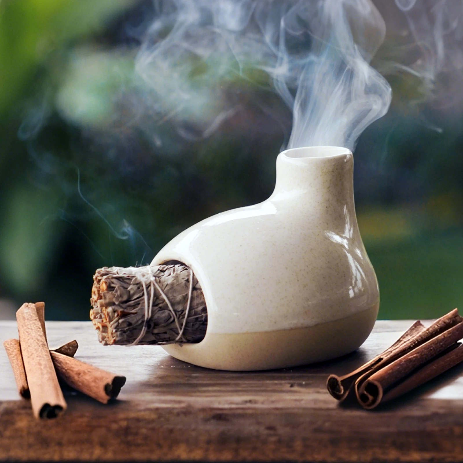1 quemador de incienso 3 en 1, soporte de incienso de cerámica de 5,5 pulgadas para varillas de incienso/salvia blanca/Palo Santo, soporte de incienso único, color ceniza