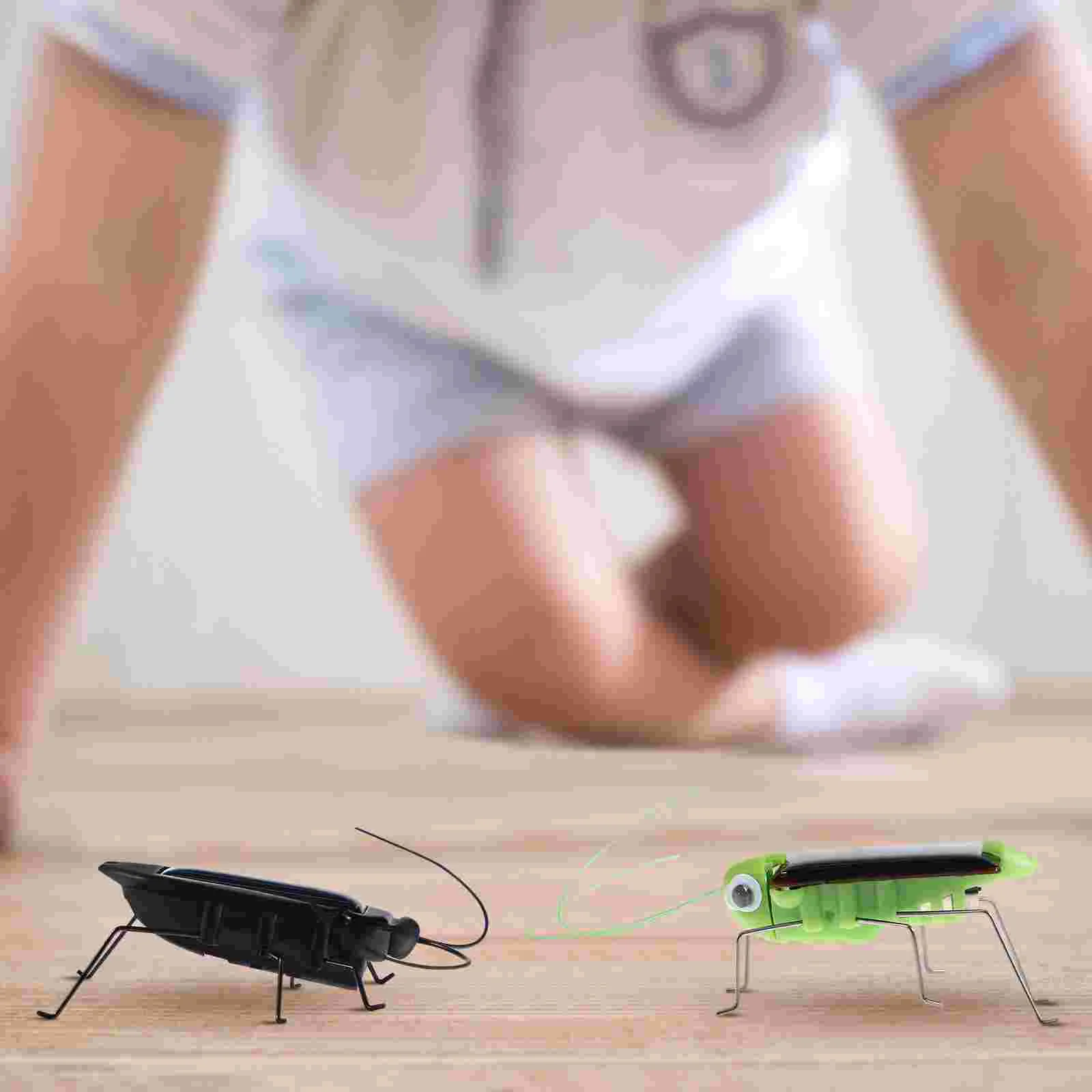 2 Pcs Solar Powered Insect Toy Fake Insects Halloween Vivid Energy Toys Realistic