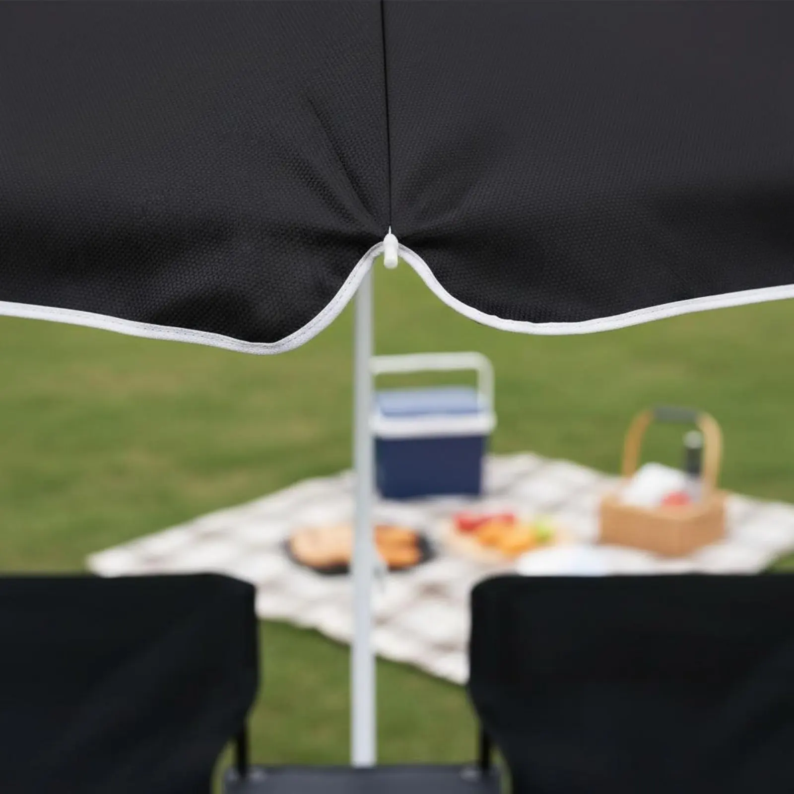 

Double Folding Chair with Umbrella Drink Holders Portable Beach Loveseat with Sunshade Two Person Camping Chair Set Non-Slip
