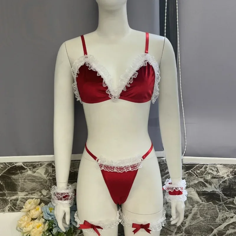 Toucheart مثير مجموعة الملابس الداخلية عيد الحب سيسي فرقة ينغيرييس فام المخملية الكشكشة الدانتيل مغر ملابس داخلية جميلة مجموعة جديدة