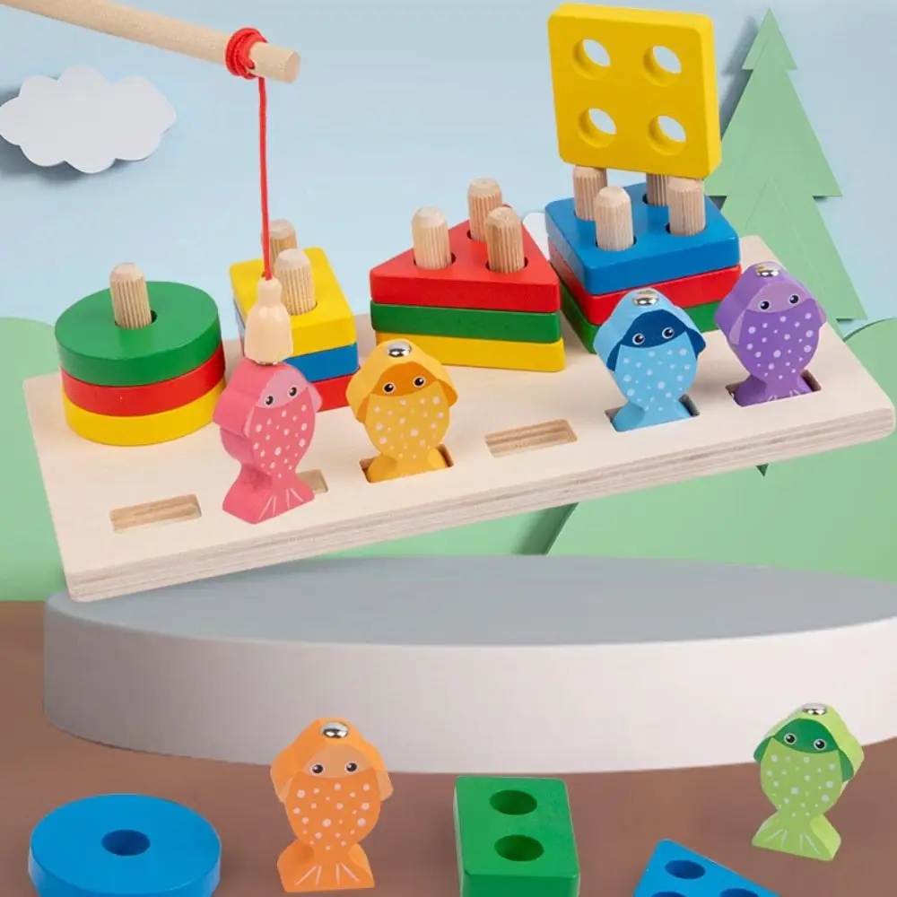 Jeu de pêche magnétique en bois, reconnaissance des couleurs, jeu de société interactif assorti pour l'éducation précoce, Montessori multifonctionnel