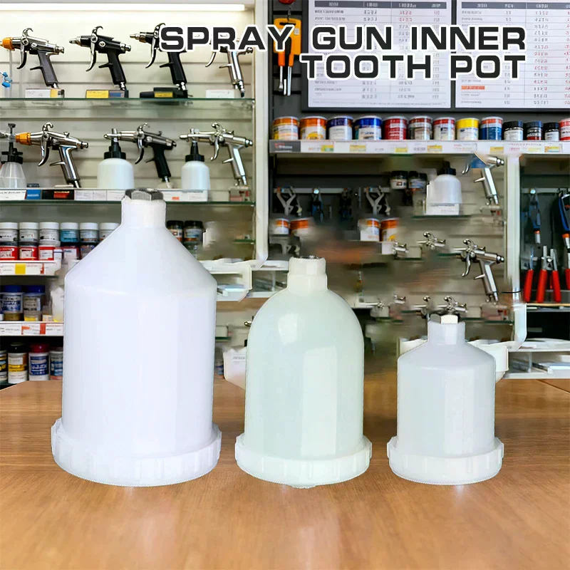 Picture 3: 125ml 250ml 600ml Plastic Spray Paint Pot Sprayer Cup Air Gravity Feed Fastmover Thread Connector For Spray Gun Tools