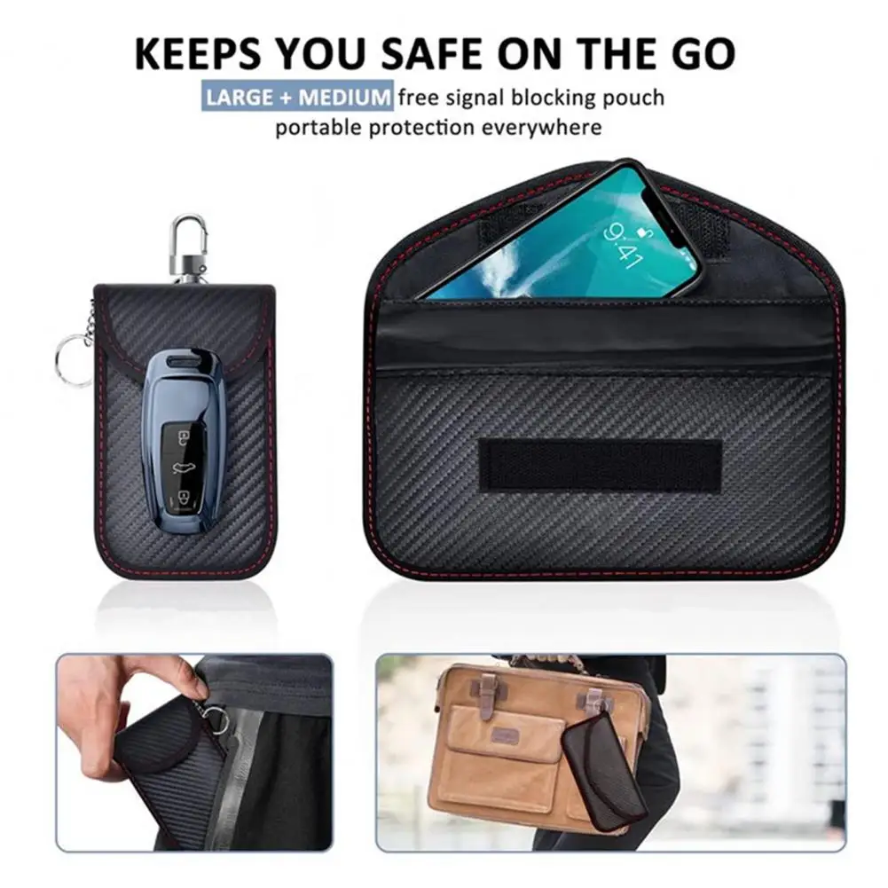 Car Key Protector Faraday Box for Car Signal Blocking Double-layer Anti-theft Key Organizer with 2 Faraday Pouches Security Case