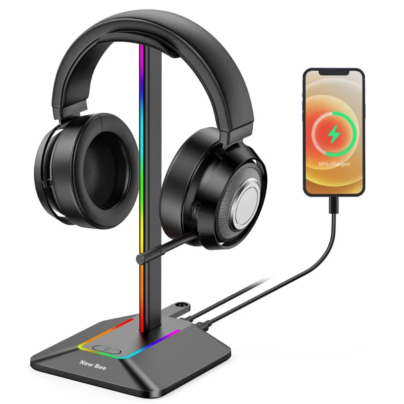 

Многофункциональная подставка для наушников Z8 с двойным выходом и RGB-подсветкой, HUB-хаб, светящаяся подставка для киберспортивных наушников