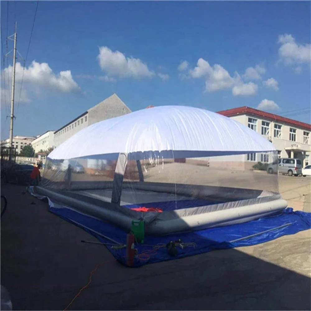 Outdoor Customized Transparent Inflatable Swimming Pool Cover Dome with White Covered Ceiling PVC Winter Circle Cover for Pool