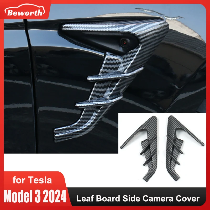 

for Tesla Model 3+ Highland 2024 Leaf Board Side Camera Protective Cover Thunder New Model3 Decoration Modification Accessories