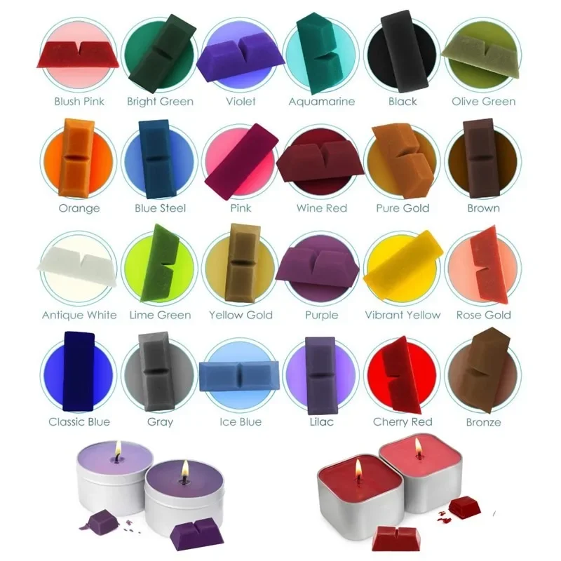 8g Single 24 Color Set Candle Dyeing Block Aromatherapy Candle Handmade DIY Creative Wax Cup Making Filling Material Dyeing