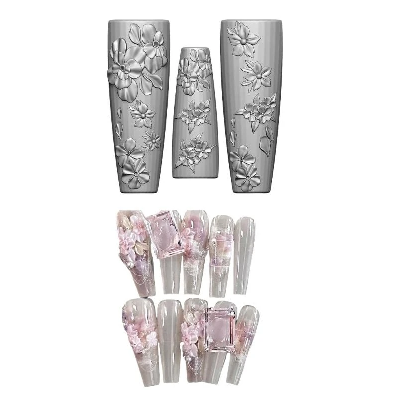 قوالب فن الأظافر السيليكون فريدة من نوعها إكسسوارات الأظافر المنقوشة قوالب مستلزمات المجوهرات أداة تنقيح الأظافر للنساء الفتيات #1