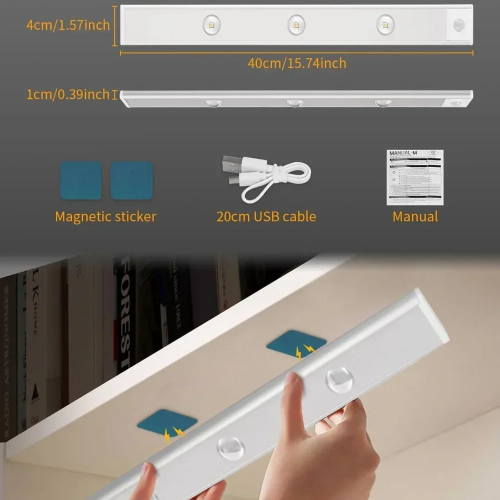 Xiaomi Night Light With Motion Sensor Rechargeable USB LED Strip Lights For Bedroom Bedside Table Kitchen Cabinet Lamp