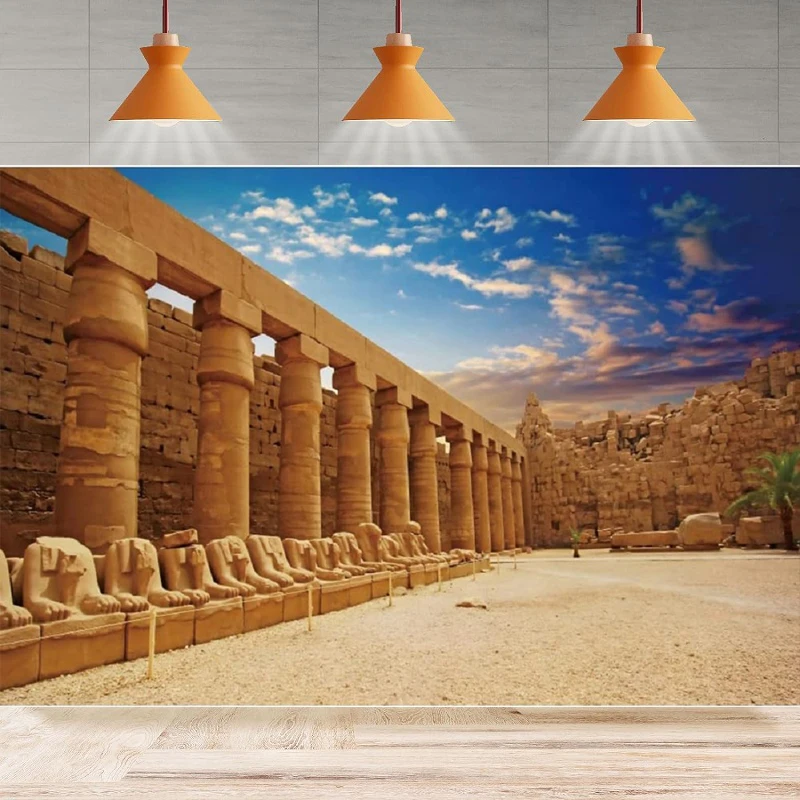 Photography Backdrop Karnak Landmark Ancient Egypt Temple Columns Background Kids Birthday Home Party Backdrop Wall Banner Decor