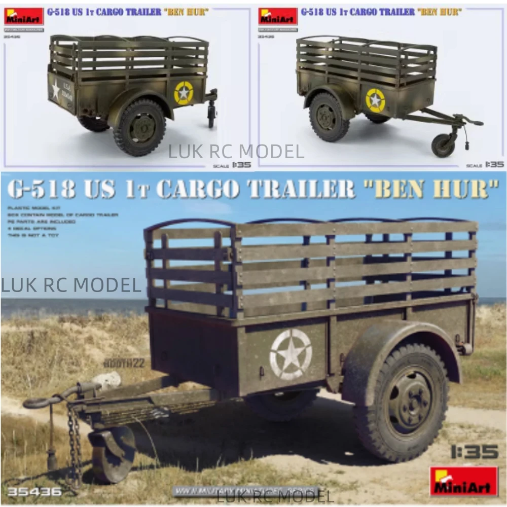 Modelo miniart 1/35 G-518 eua 1t reboque de carga "Ben Hur" 35436 cena em miniatura modelo estático brinquedos educativos