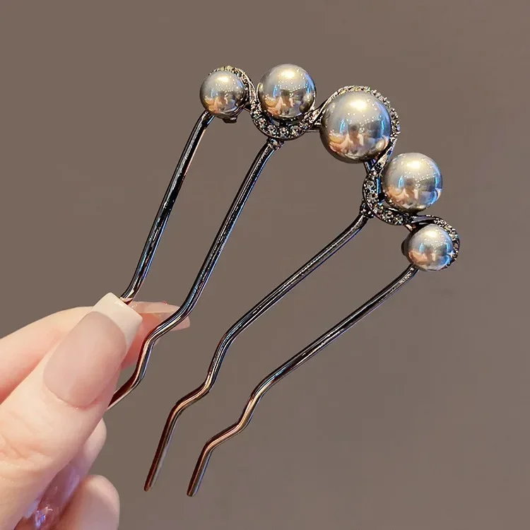 

Pearl U-shaped High-end Black Insert Comb Hair Hairpin Antique Style New Chinese Style Hairpin Coiled Hair Hairpin Headpiece