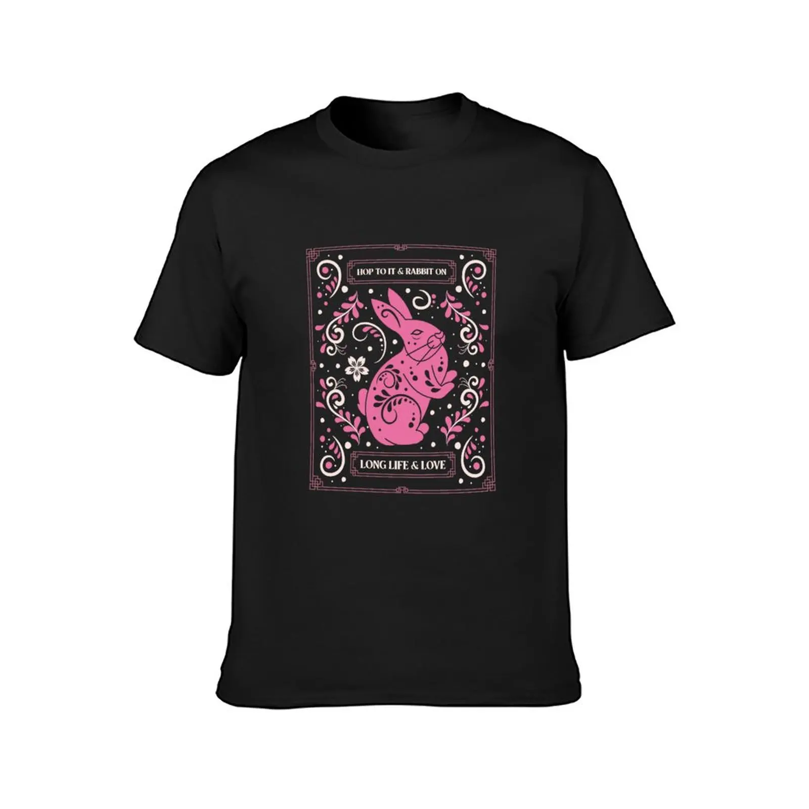 Asian Art Celebration - Traditional Rabbit Portrait T-shirt heavyweights korean fashion black t shirts for men