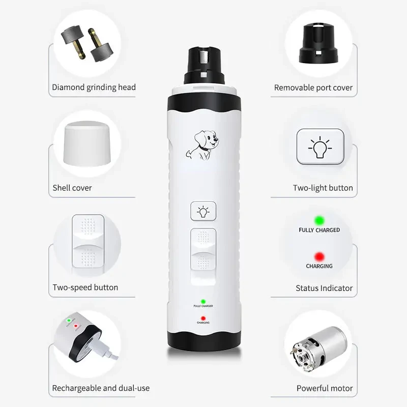 قابلة للشحن USB شحن كلب مطاحن الأظافر ، كليبرز كهربائية ، الكفوف القط ، أدوات تشذيب الأظافر ماكينة حلاقة كهربائية Vgr T