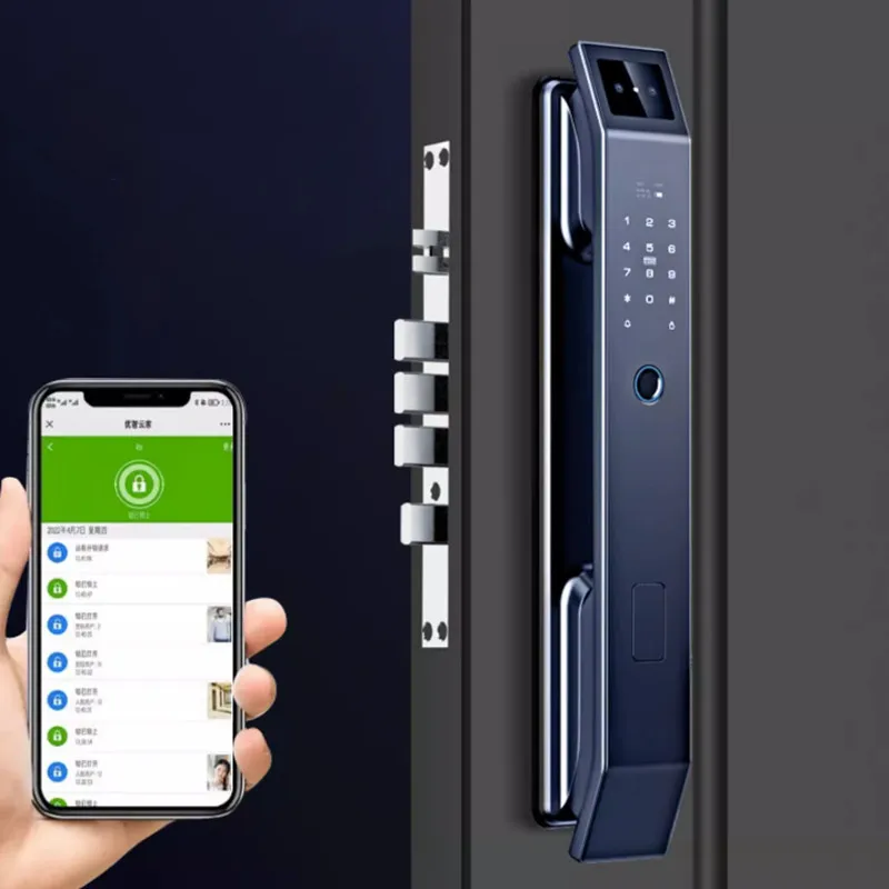 3D Face Recognition Fingerprint Lock, Porta de Segurança Doméstica, Intelligent Door Lock, Cat's Eye, Visible Electronic Password Lock