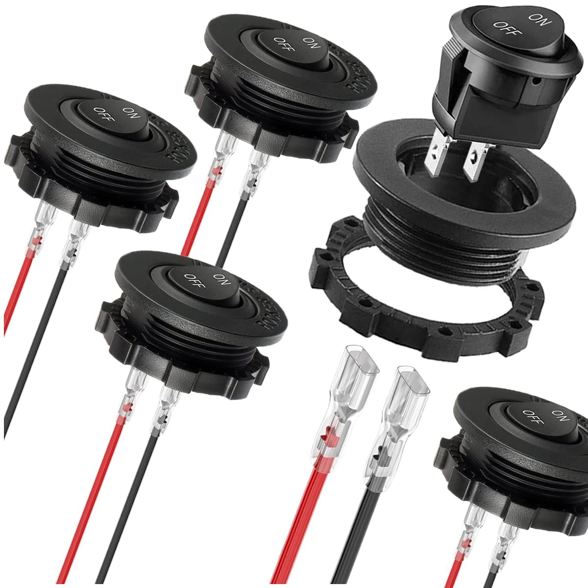 5PCS  Round Rocker Switch Shell 12V ON Off Switch 12V DC Circle Toggle Switch 2 Pin SPST 20mm Mini Rocker Switch with Wires