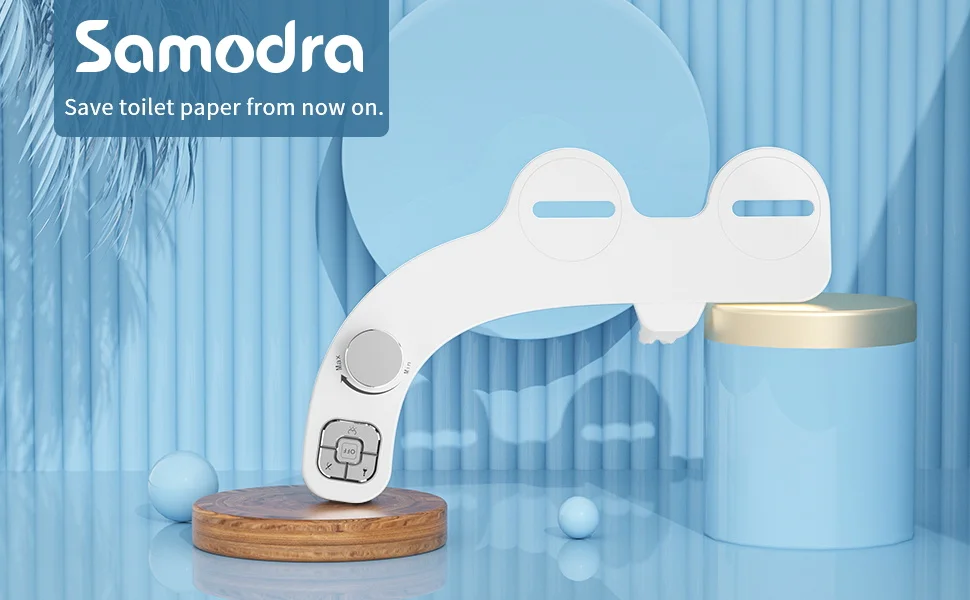 SAMODRA Knopf-Bidet – nicht elektrisch, selbstreinigende Doppeldüse (vorne und hintere Waschung), Süßwasser-Bidet, Toilettensitzaufsatz – Detail 1