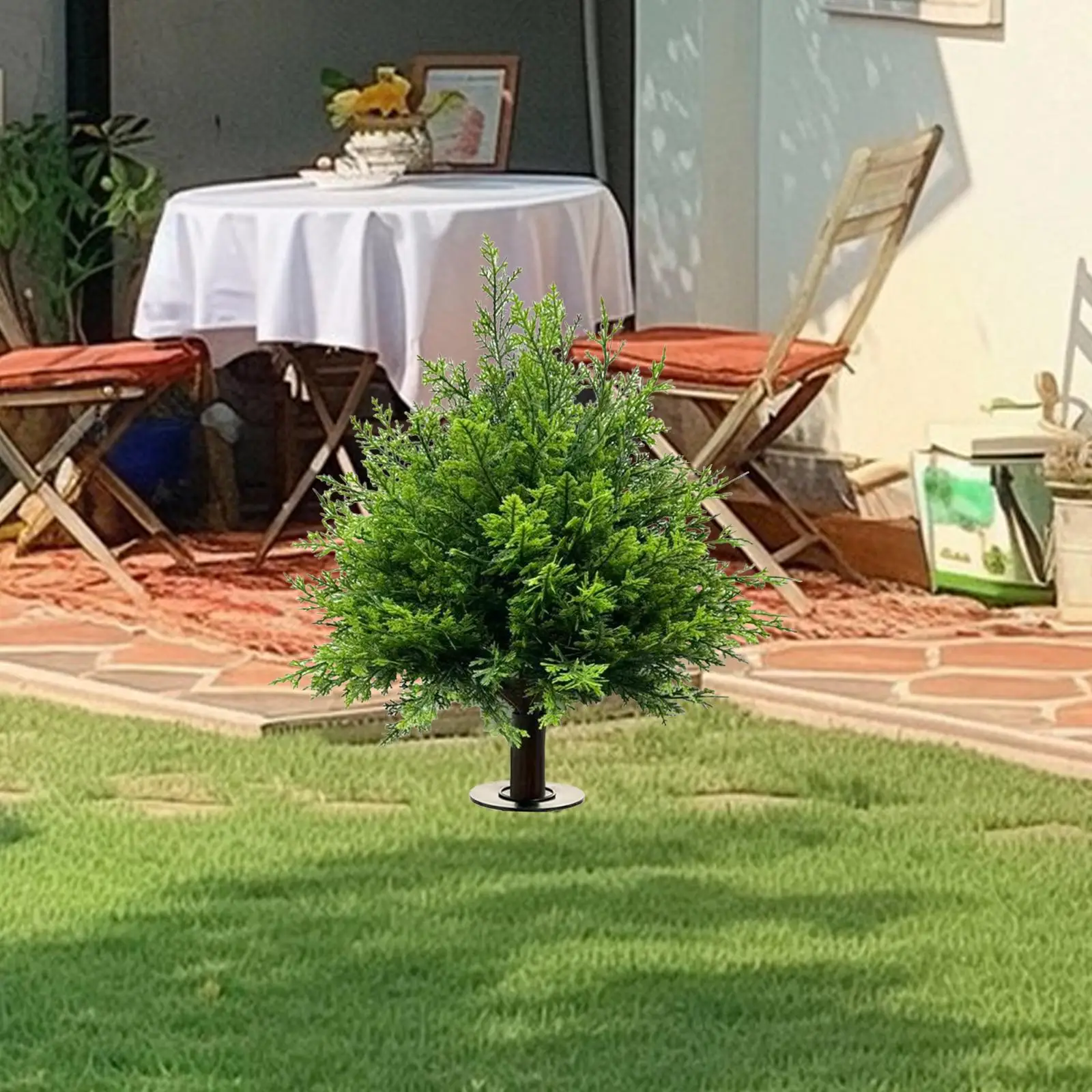 

Artificial Cedar Topiary Tree Realistic Cedar Shrub for Porch Lawn Farmhouse