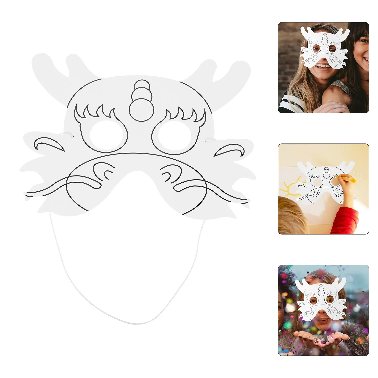 

6pcs Blank Diy Mask Unfinished Paintable Paper Mask Handcraft Supply For Party Masquerade Halloween Cosplay Prom Craft Blanks