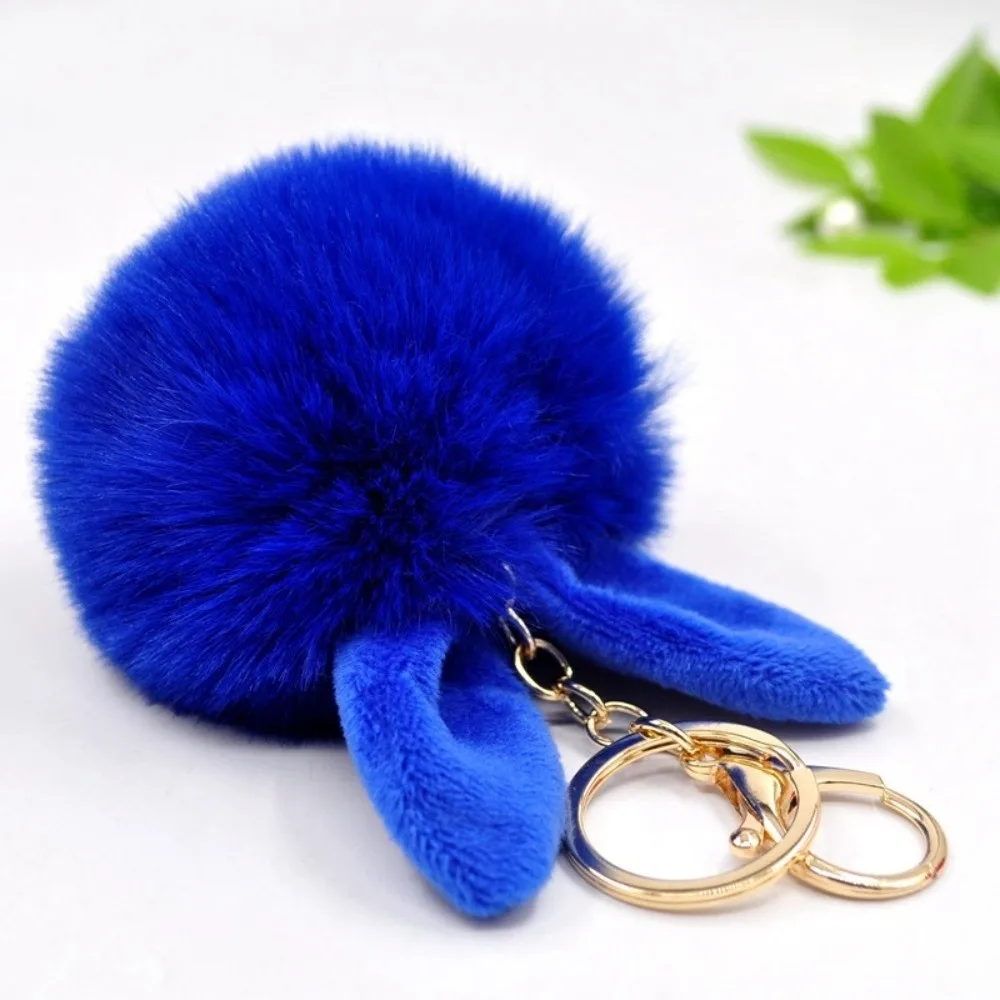Fancy Fluffy Pom Pom Keychain Soft Faux Rabbit Hair Rabbit Ears Key Chain Bunny Keychain Women Girls
