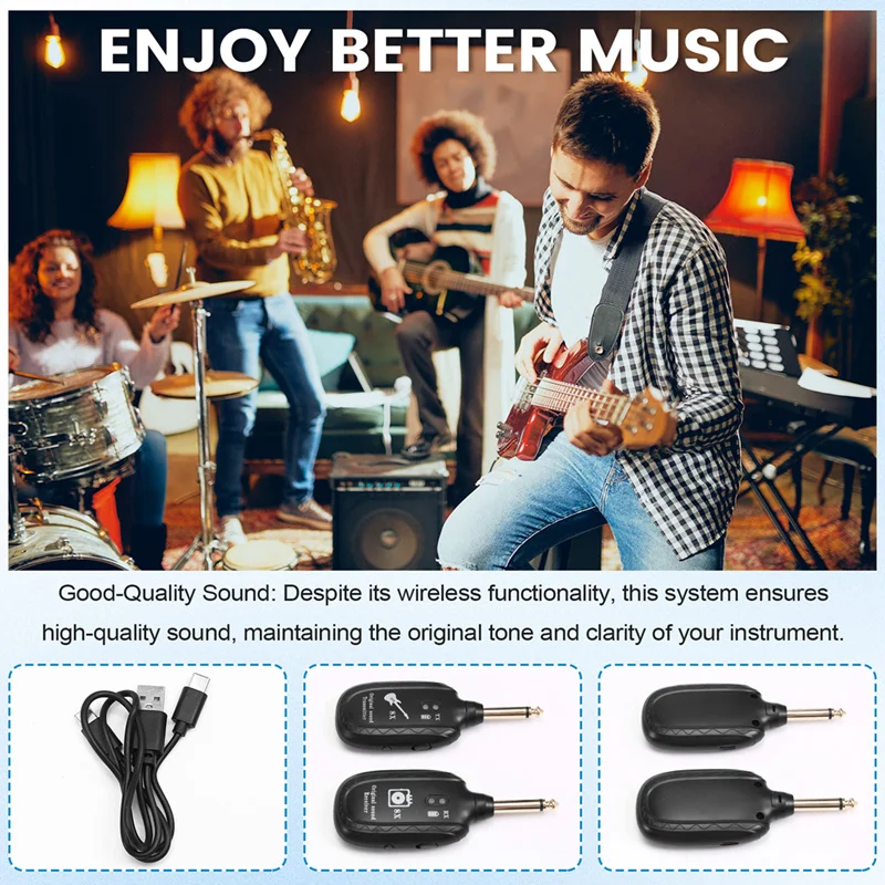 8X Wireless Guitar System Wireless Guitar Transmitter Receiver For Electric Guitar Bass Violin