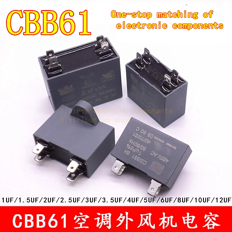 

CBB61 air conditioner external fan start capacitor 1.2/1.5/2/2.5/3/3.5/4/ 4.5 / 5/6/7/8 / 10/12UF 450V air conditioner insert ca