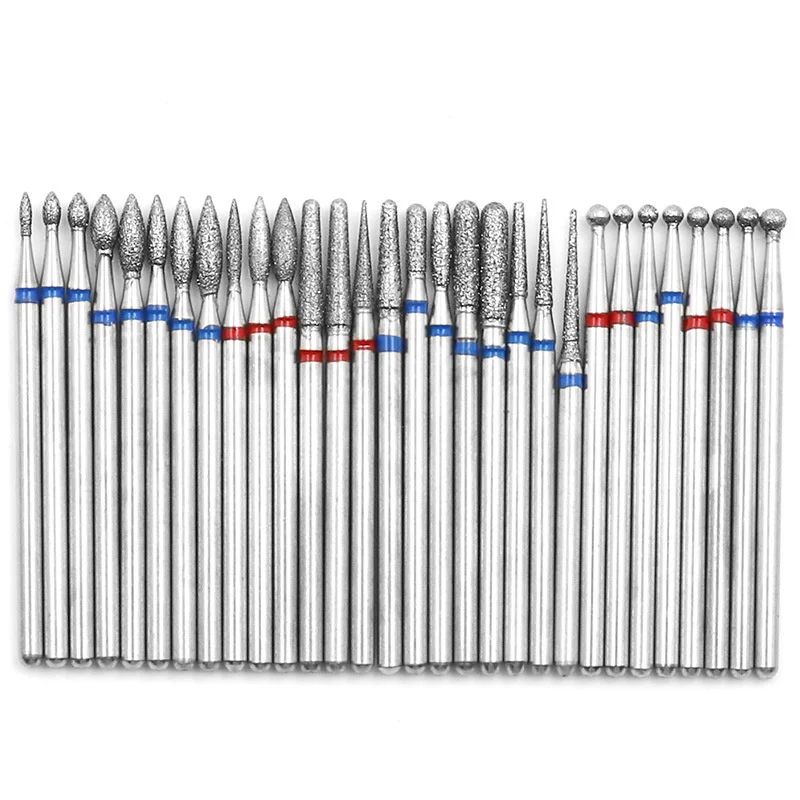 20 مجموعات مسمار البولندية الماس طحن 30 قطعة صندوق شنت الماس طحن إبرة التنغستن الصلب طحن إزالة الأظافر و