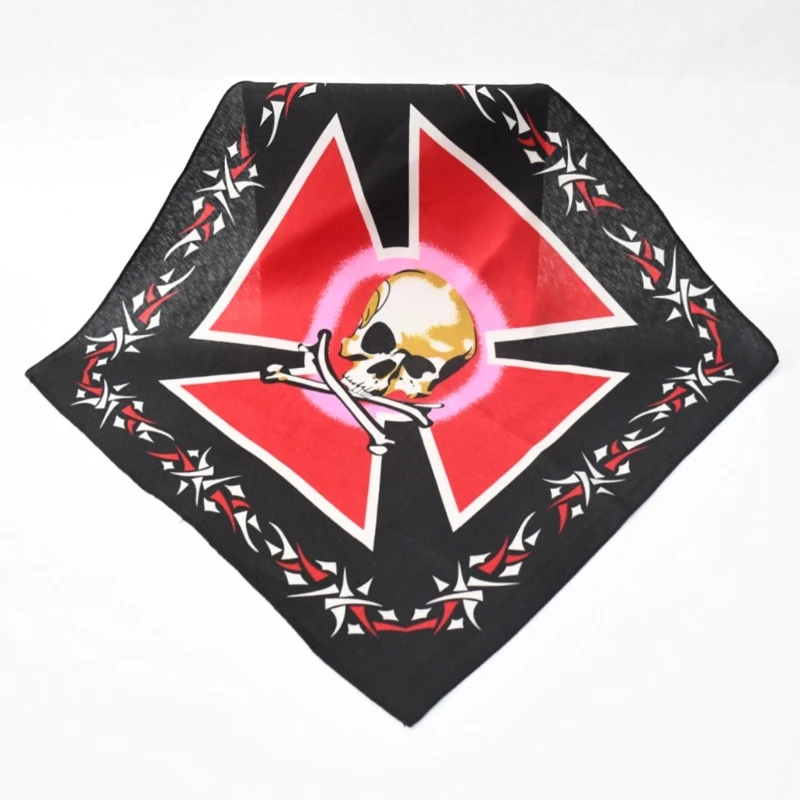 Skull Pattern Bandana Face Mask Square Scarf Headwear Square Headband Hip Hop Motorcycle Sports Hair Wrap Wristband Dropship