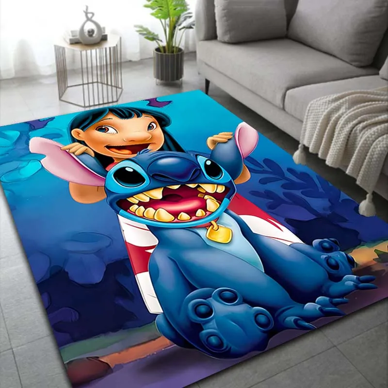 Cartoon Stitch Area Rug Cute Carpet for Living Room Kids Bedroom Sofa Doormat Kitchen Home Decor,Non-slip Floor Mat Gift Miniso