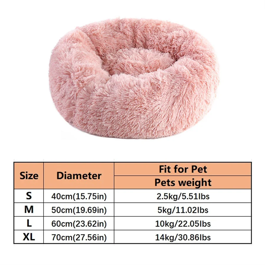 Weiches Haustier-Katzenbett Plüsch Warmes Kunstfell-Hundebett Rundes Donut-Bett Komfortables Waschbares Schlafbett für Kleine und Mittelgroße Hunde und Katzen