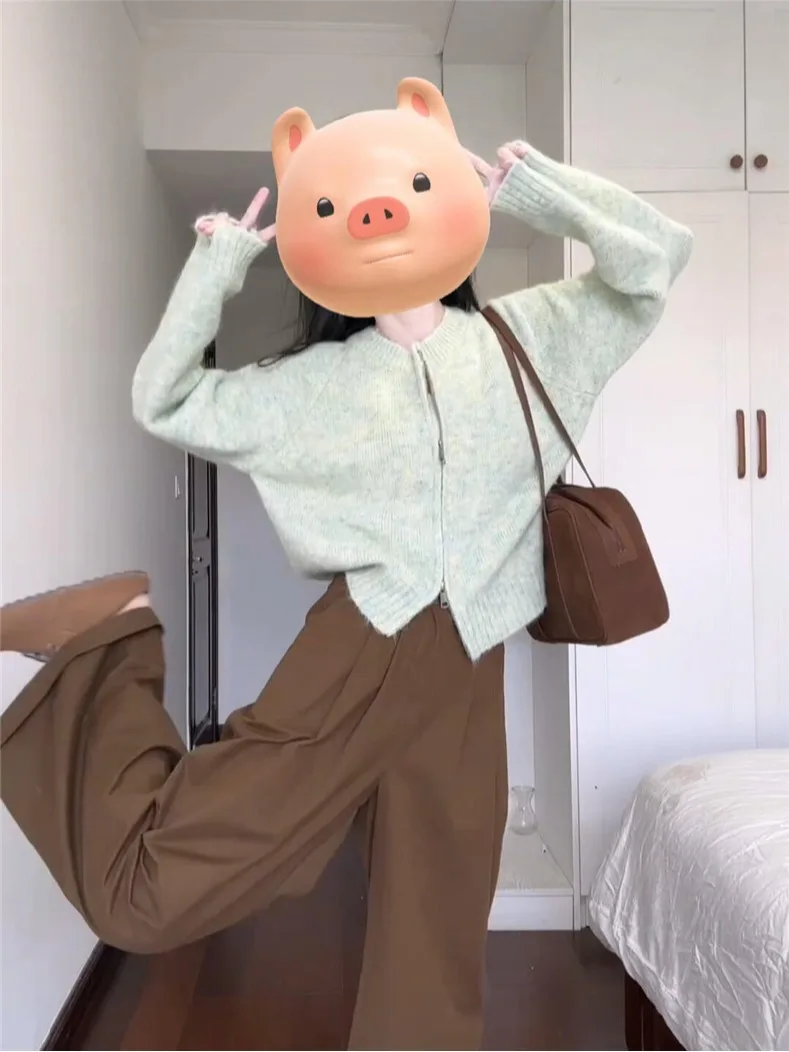 

Вязаный свитер, пальто, женское осенне-зимнее свободное пальто, топ Lazy Sle, базовый слой, Новое поступление 2025, мода для поездок на работу